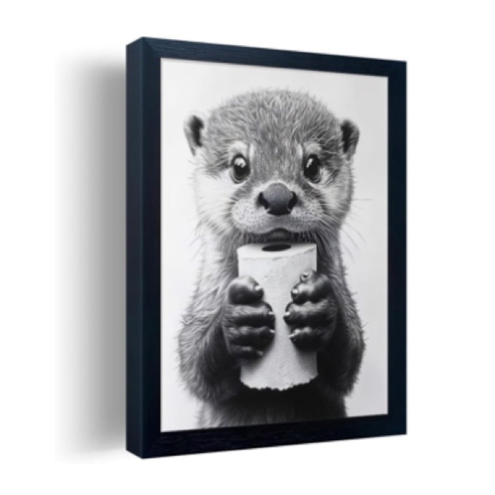 Minimalist bathroom wall decor Otter Wall Art in Black and White “11x14”
